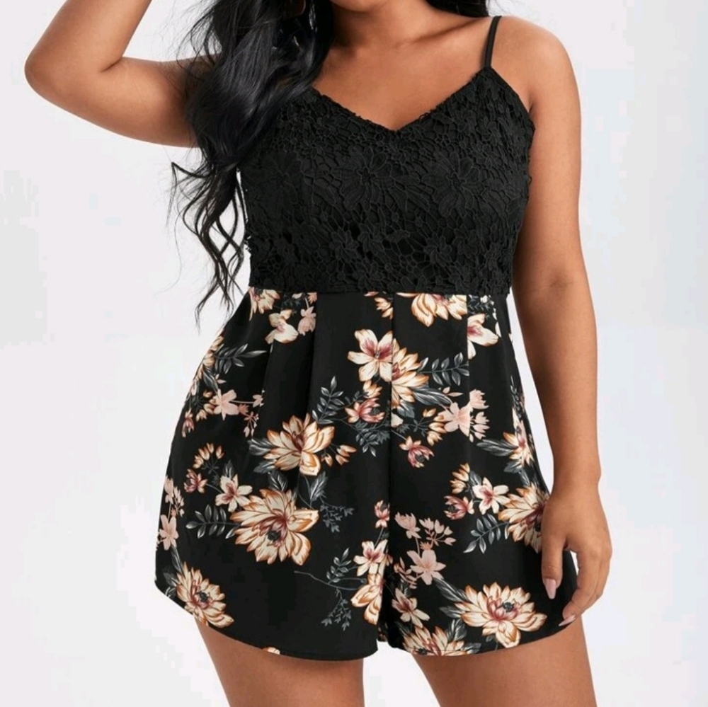 Lace Floral cami romper